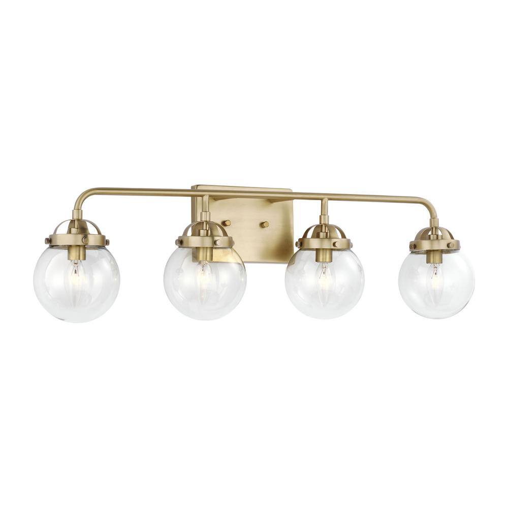 Bryce 30" Brass and Clear Glass Vanity Light