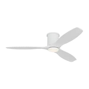 Collins 52 in. Integrated LED Indoor/Outdoor Matte White Smart Hugger Ceiling Fan with Light Kit and Remote