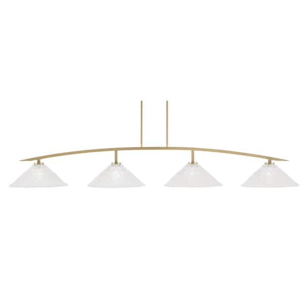 Unbranded Siena 4-Light New Age Brass Billiard Light with 16 in. Italian Bubble Glass Shades, no bulbs included