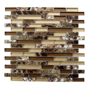 Brown 12 in. x 12 in. Artificial Resin Marble Tile Genuine Shell Glass Mosaic Tile for Backsplash (5 sq. ft./Box)