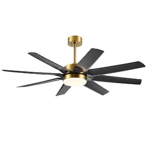 Arthur 56 in. Integrated LED Indoor Black-Blade Gold Ceiling Fans with Light and Remote Control Included