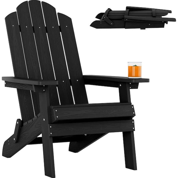 Mximu Black Plastic Outdoor Patio Folding Adirondack Chair FCH1302