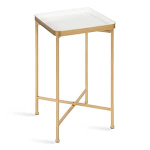 Celia 13.97 in. White Square Metal End Table