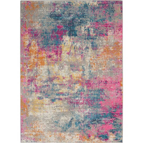 Nourison Passion Ivory/Multi 4 ft. x 6 ft. Abstract Contemporary Area Rug