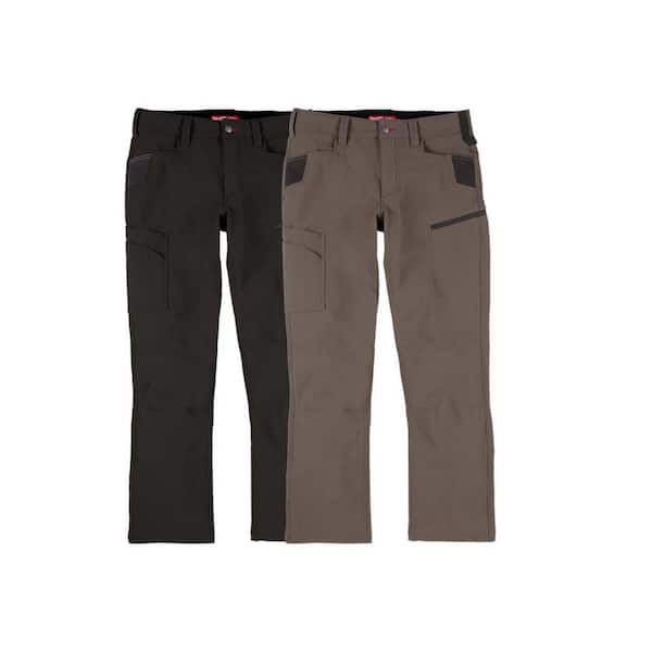 Men's 40 in. x 34 in. Black and Brown FREEFLEX Tech Work Pants with 7 Pockets (2-Pack)