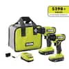 RYOBIONE+18VCordless2-ToolComboKitwithDrill/Driver,ImpactDriver,(2)1.5AhBatteries,andChargerPCL1200K2-TheHomeDepot