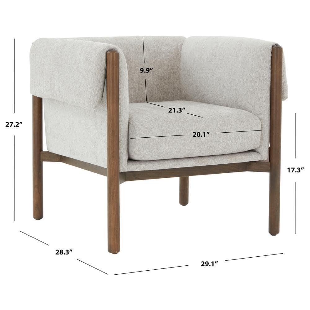 Daphanie Gray Linen Upholstered Armchair with Ash Wood Base