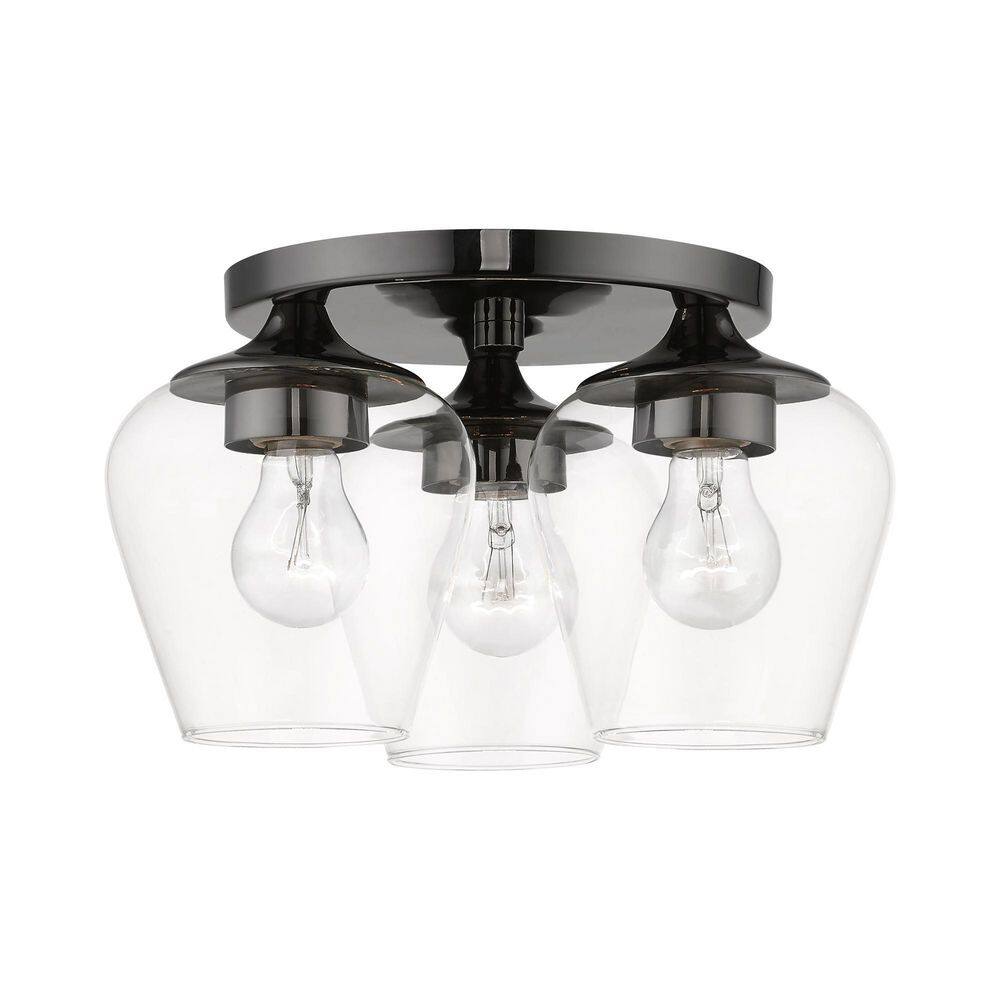 Hillbrook- 8.75 in 3-Light Black Chrome Flush Mount price history on PriceWatchPro