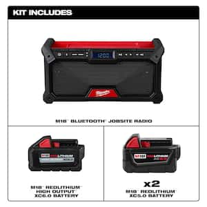 M18 18V Lithium-Ion Cordless Jobsite Radio with M18 (1) High Output 6.0Ah Battery & (2) 5.0Ah Battery