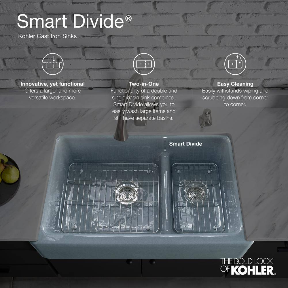 Sea Salt Cast Iron Double-Bowl Drop-In Kitchen Sink