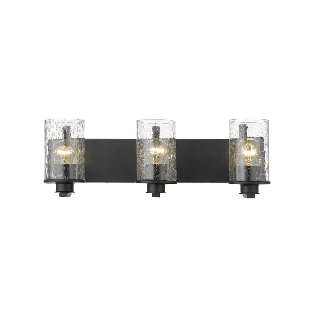 Matte Black Steel 3-Light Dimmable Vanity Fixture