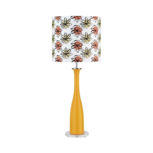 Illumine Designer Collection 26 in. Steel Table Lamp with Orange Glass Shade