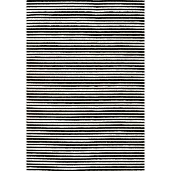 Aarhus High-Low Minimalist Scandi Striped Black/White 8 ft. x 10 ft. Area Rug