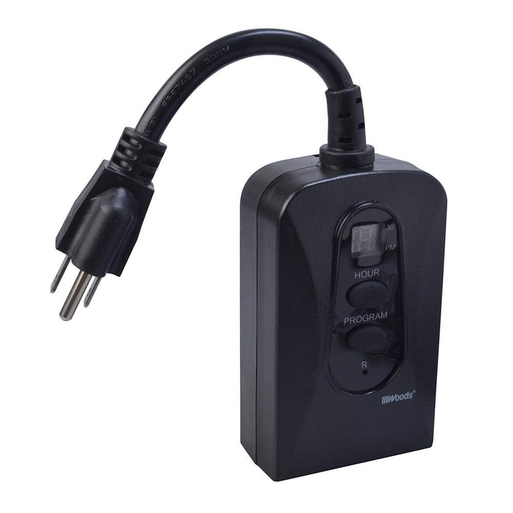 Woods Black Digital Outdoor Block Heater Timer with Programmable Settings