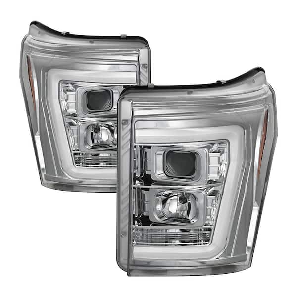 Ford F-250/F-350/F450 Super Duty 11-16 Version 2 Projector Headlights - Light Bar DRL - Chrome