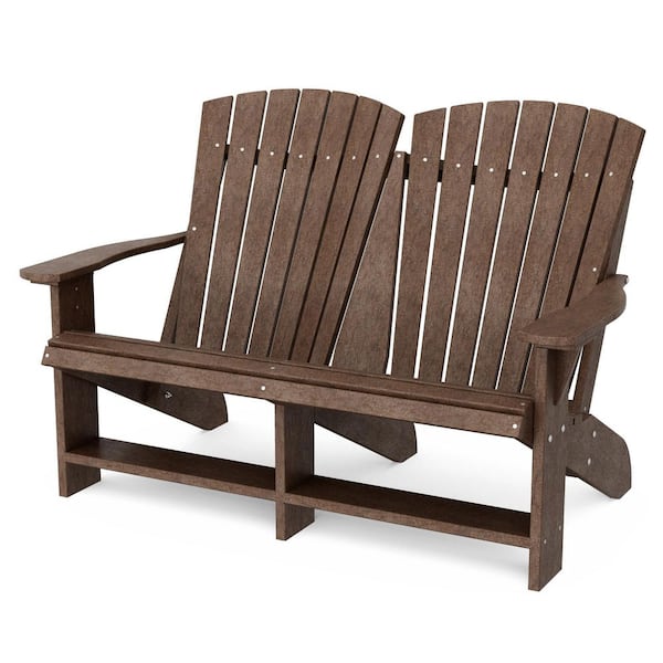 Wildridge Heritage Tudor Brown HDPE Plastic Outdoor Double Adirondack