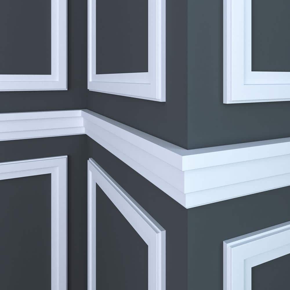 96'' White Primed Wood Chair Rail Moulding