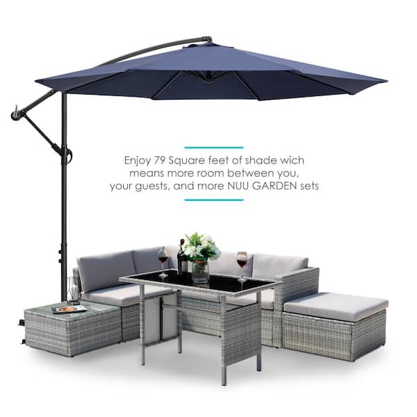 Garden Cantilever Banana Parasol Set Base Sunshade Rain Cover Hanging Umbrella 