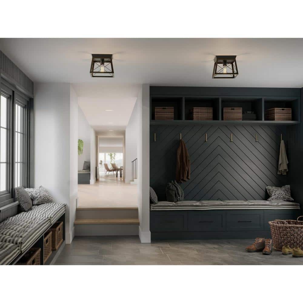 Briarwood Textured Black Farmhouse Flush Mount Ceiling Light