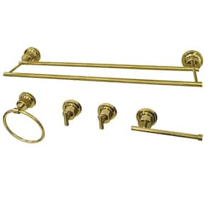 Modern 5-Piece Bath Hardware Set in Polished Brass