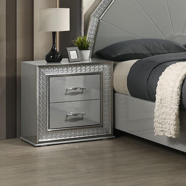 Furniture of America Curton Metallic Gray 2-Drawer 25 in. W