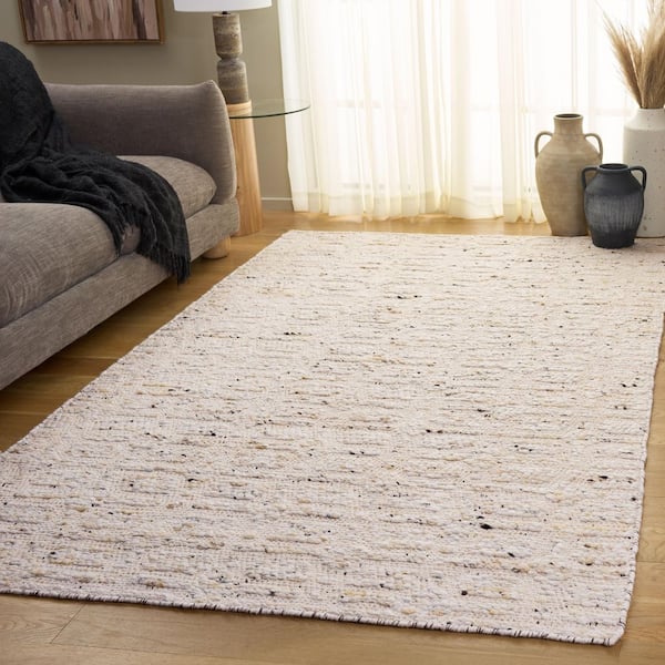 Natural Fiber 6 ft. x 6 ft. Square Ivory/Beige Geometric Distressed Area Rug