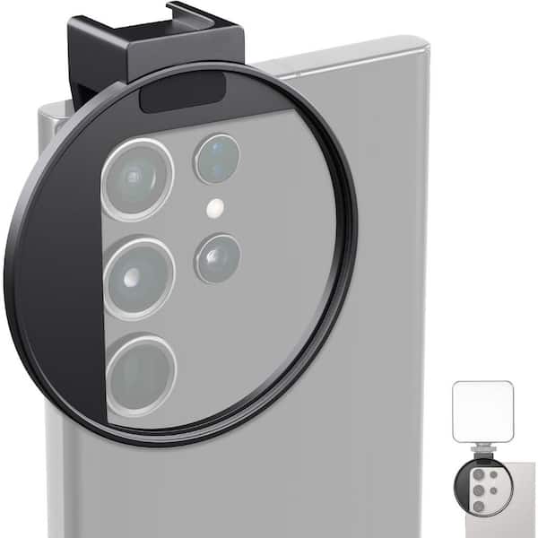 Upgraded 67mm Phone Filter Clip Mount with Cold Shoe, Locking Knob for iPhone 16 15 Pro Max, Samsung S24 Ultra
