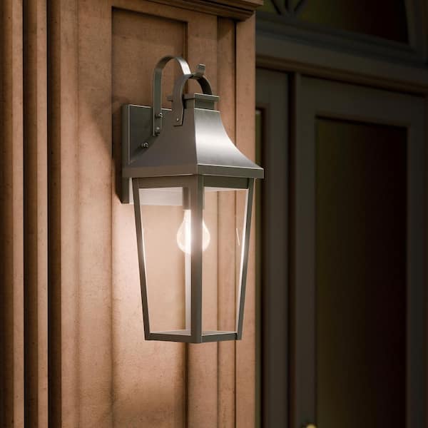 Cleary 20 in. 1-Light Outdoor Wall Light with Clear Glass in Olde Bronze