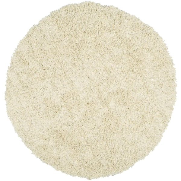 SAFAVIEH Carmel Shag Ivory 4 ft. x 4 ft. Round Solid Area Rug