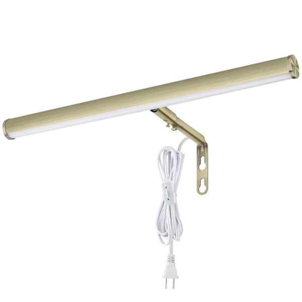 14 in. Antique Brass LED Picture Light for Paintings, Plug-In Art Display Light, CRI90+ 3000K Warm White.