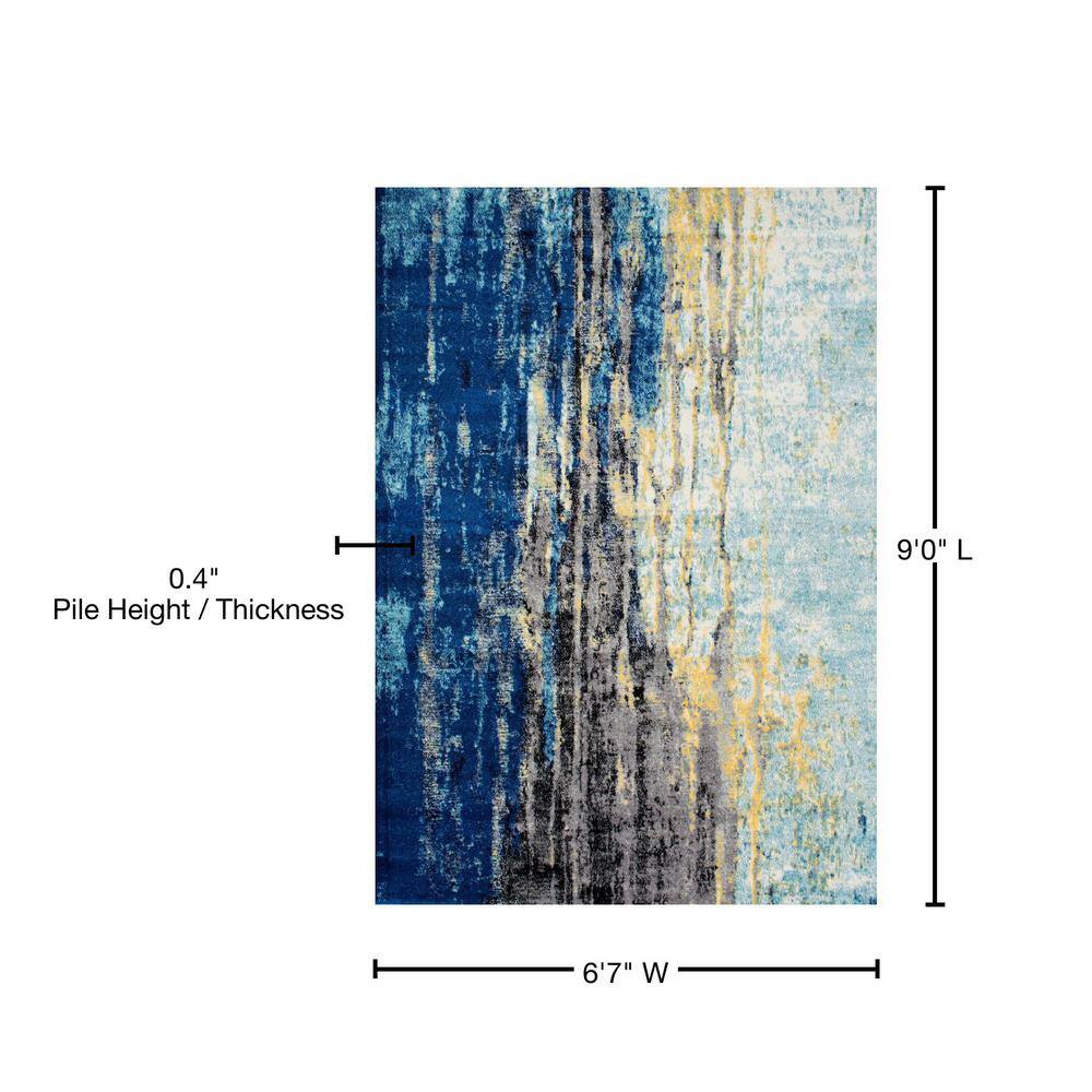 Katharina Blue Abstract 5' x 7' Stain-Resistant Area Rug