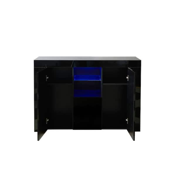 Utopia 4niture Harry 45.66 in. Black Kitchen Sideboard with 2-Door, Drawer, Shelf
