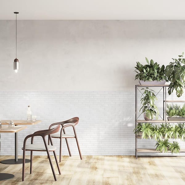Virtuo Matte White 1.45 in. x 9.21 in. Crackled Ceramic Subway Wall Tile (4.65 sq. ft./Case)