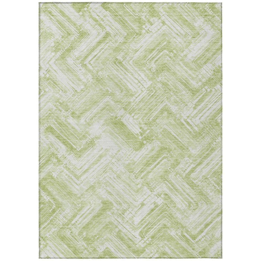 Green, Ivory 5 ft. x 8 ft. Woven Geometric Polyester Rectangle Indoor/Outdoor Area Rug price history on PriceWatchPro