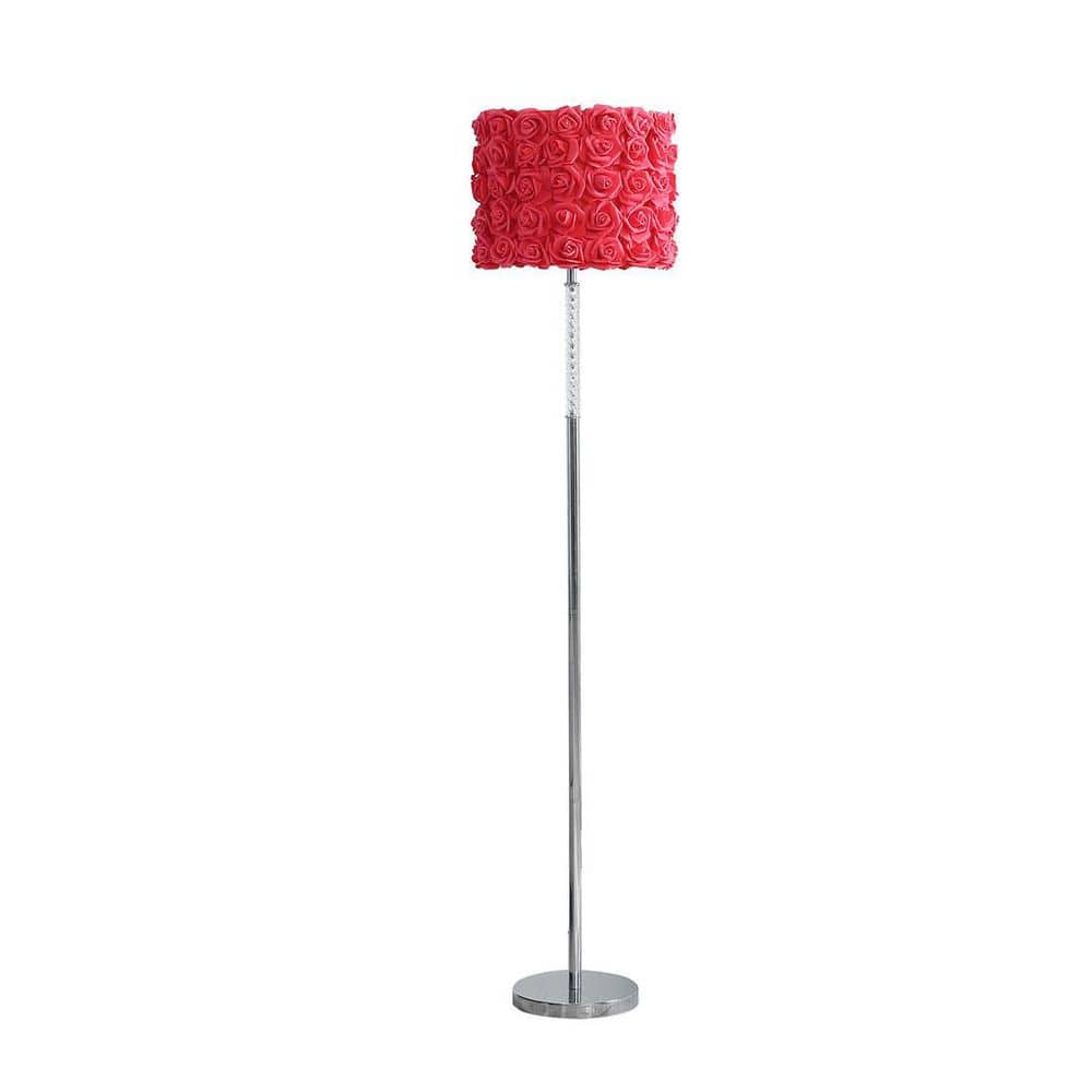 63 in. Silver 1-Light Standard Floor Lamp for Living Room, Bedroom with Linen Shade with Vinyl Red Roses price history on PriceWatchPro