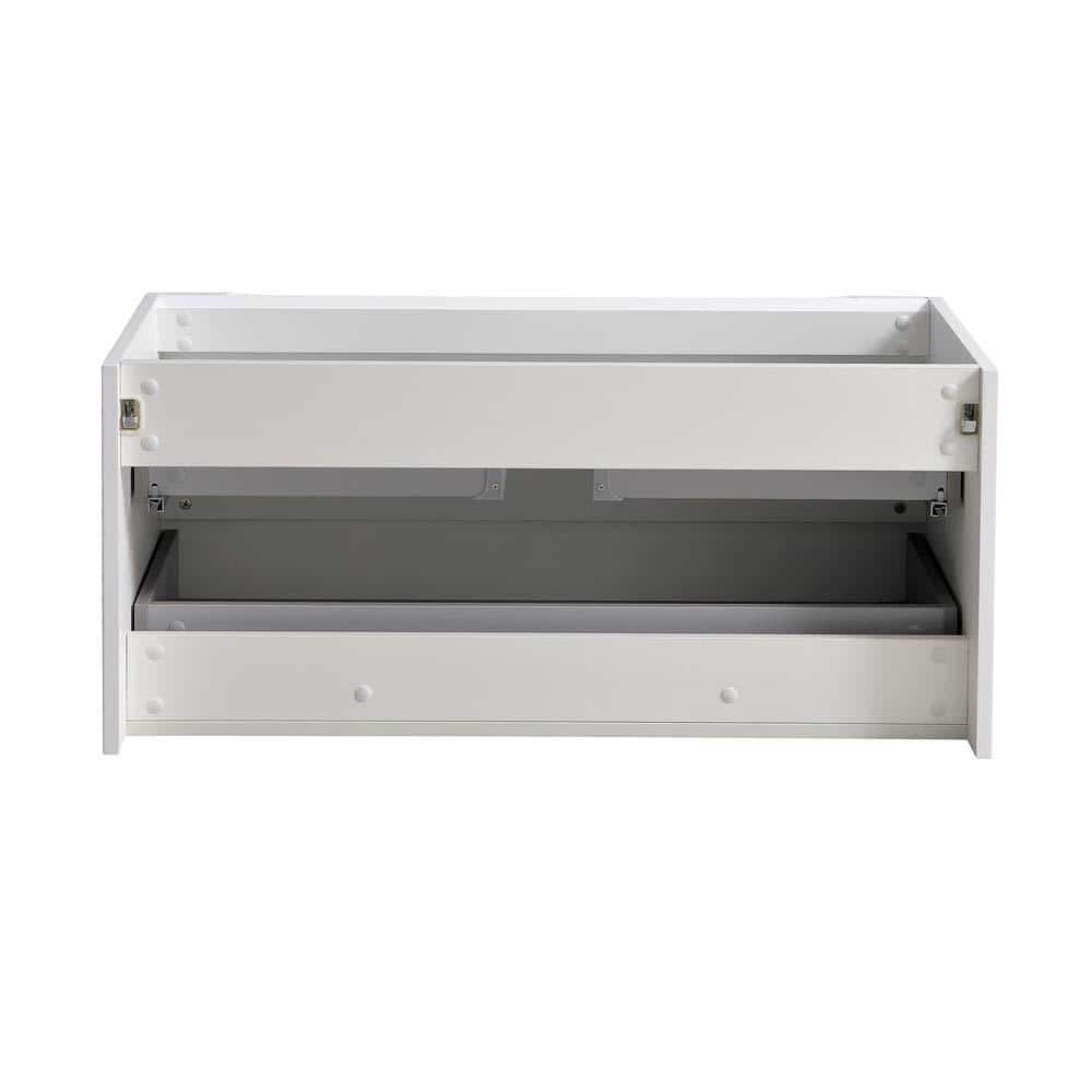 Glossy White 40" Wall Mount Single Sink Vanity Base with Soft Closing Drawers