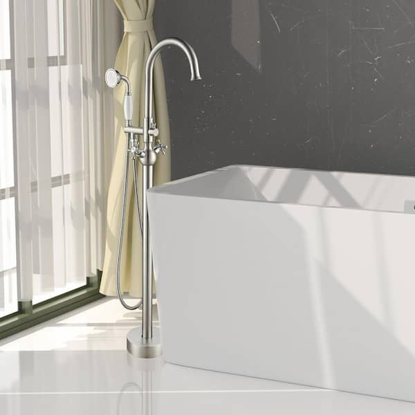 Maincraft 2-Handle Freestanding Tub Faucet with Hand Shower Head in Brushed Nickel