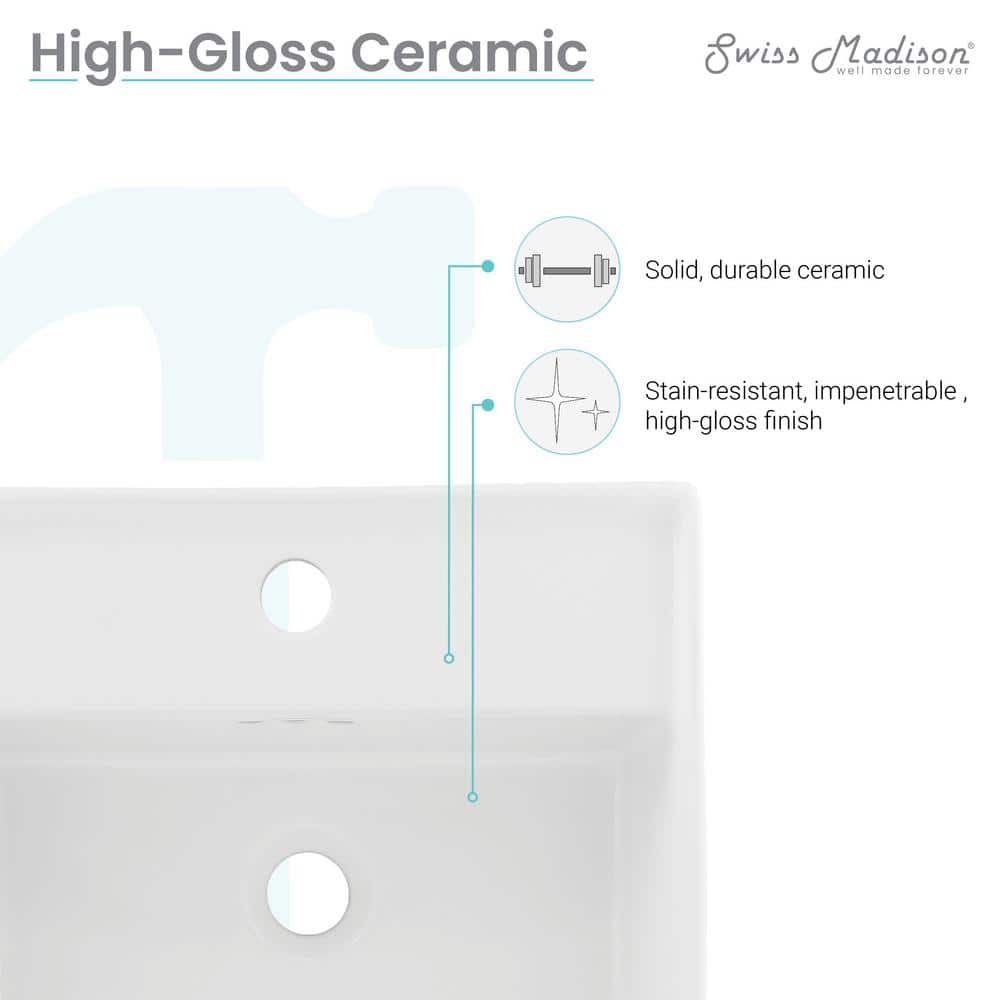 Pur 16.5" Glossy White Ceramic Wall-Mount Vessel Sink
