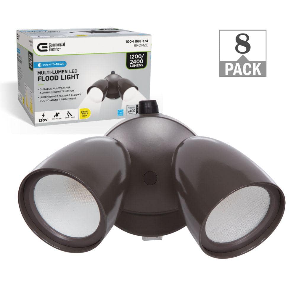 240-Watt Equivalent 1200 to 2400 Lumens Bronze Dusk to Dawn Sensor 2-Head L