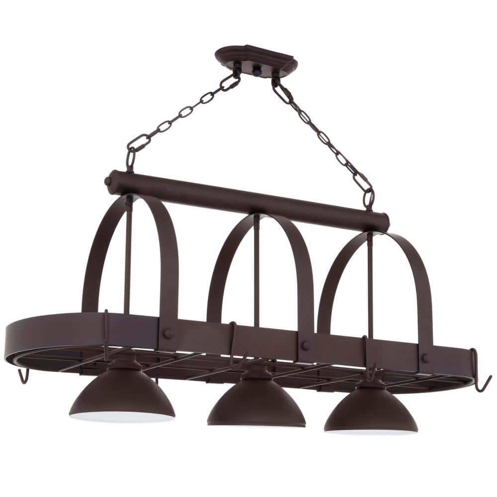 Hammerfest Antique Bronze 3-Light Metal Pot Rack