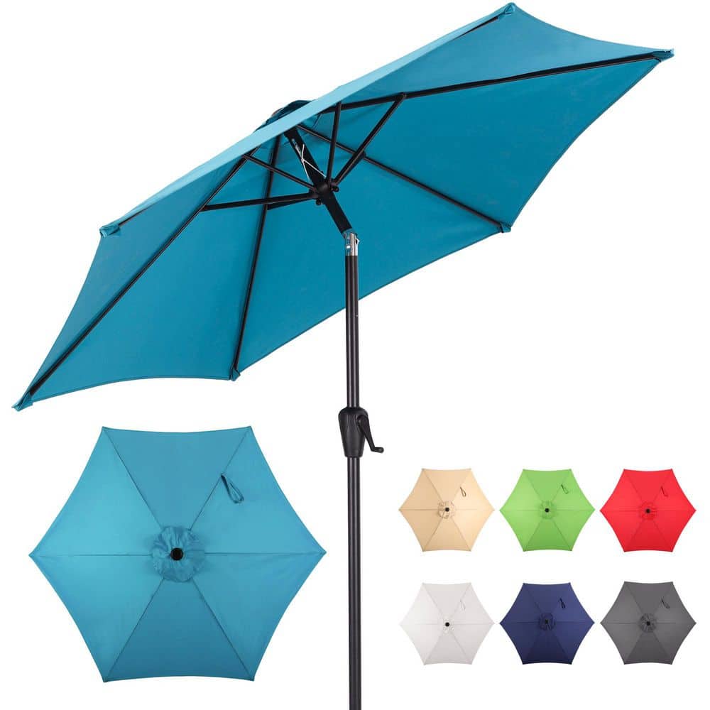 7.5 Steel 6 Rib Solid Color, Non Solution Dyed Polyester, Crank and Tilt - Teal price history on PriceWatchPro