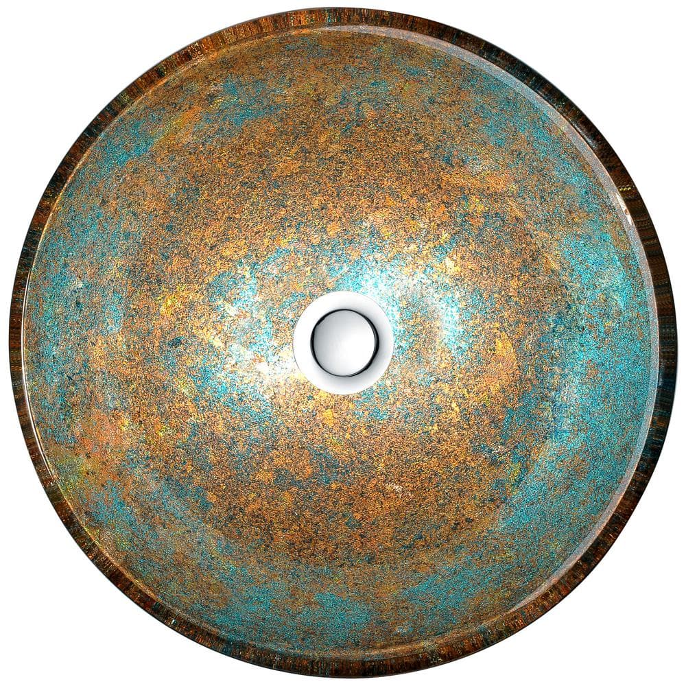 Emerald Burst 16.5'' Tempered Glass Circular Vessel Sink