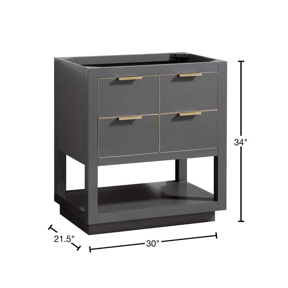 Twilight Gray Solid Wood 30" Freestanding Vanity Cabinet