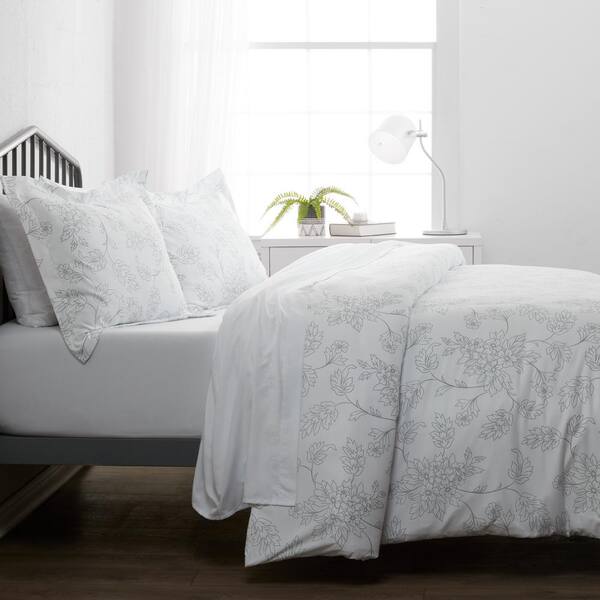 Laura's Lace 3 Piece Pintuck Pinch Pleated Duvet Cover Zipper Closure 