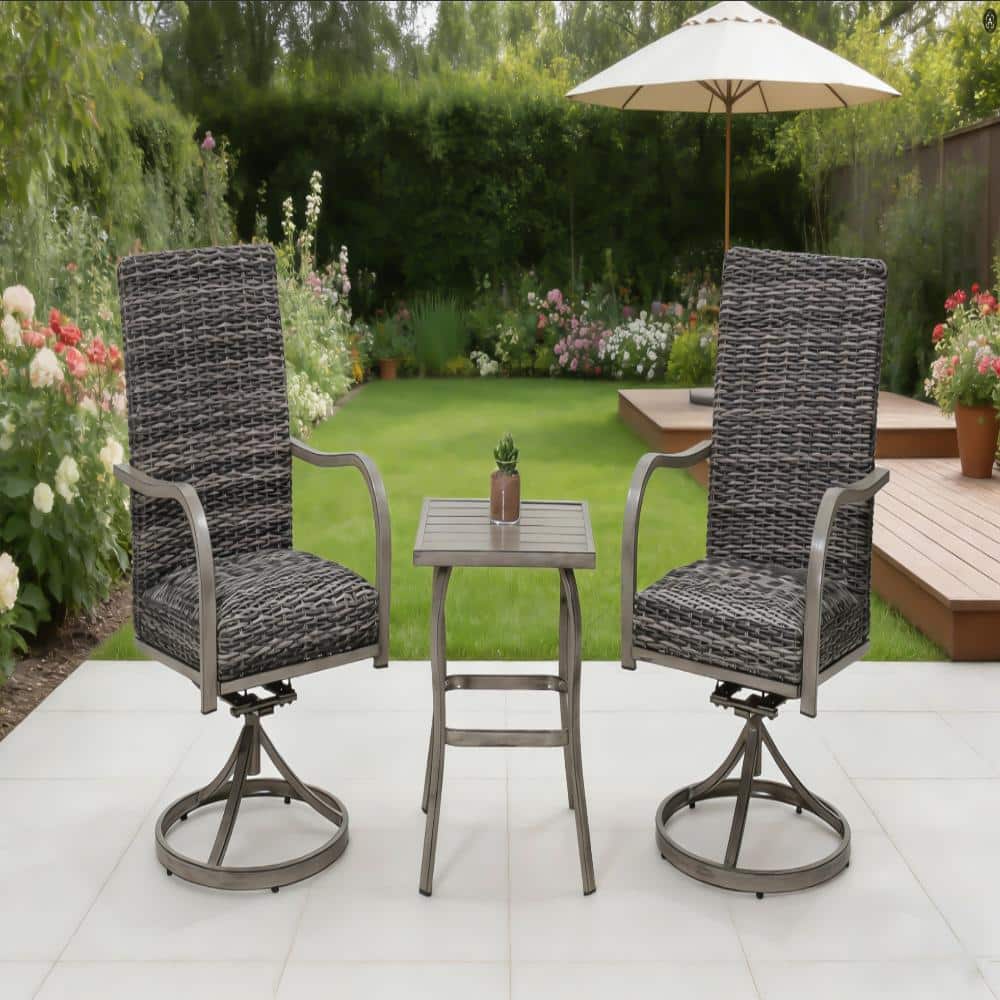 2PCS Wicker Swivel Outdoor Dining Chair–water washed cotton chair .Sturdy Iron Frame for All-Weather Patio Use price history on PriceWatchPro