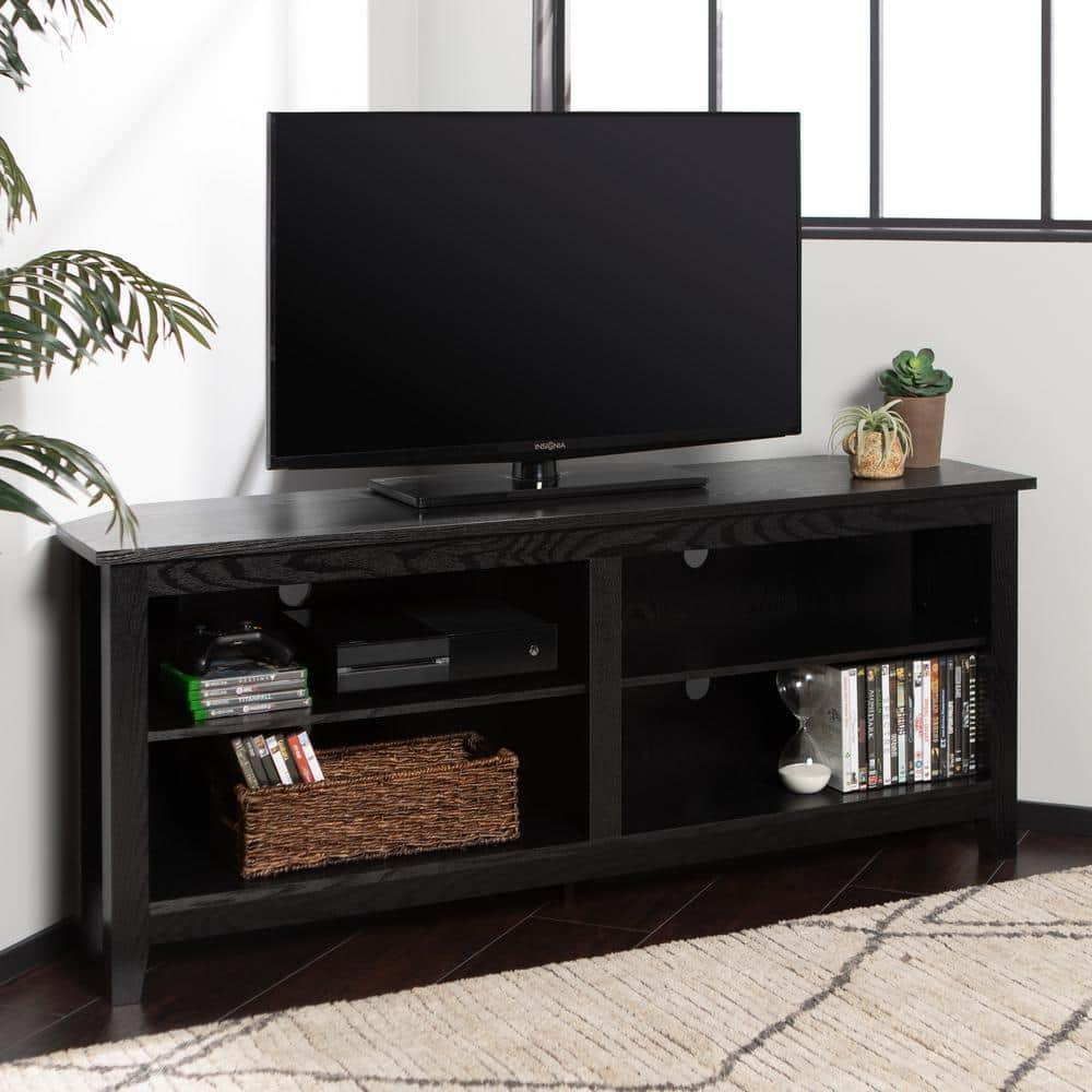 Walker Edison Furniture Company Columbus 58 In. Black MDF Corner TV ...