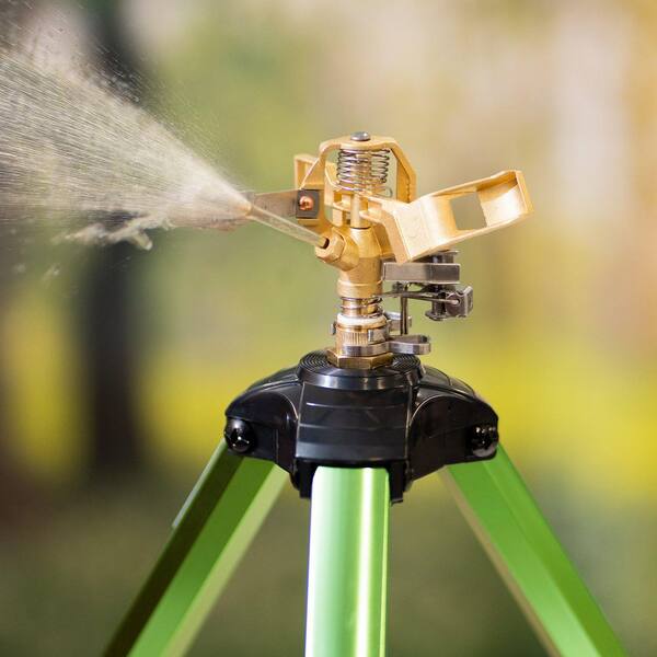 OGETFUUR Heavy Duty Brass Impact Sprinkler on Tripod Base, 360