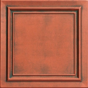 Line Art Copper Patina 1.6 ft. x 1.6 ft. Decorative Foam Glue Up Ceiling Tile (21.6 sq. ft./Case)