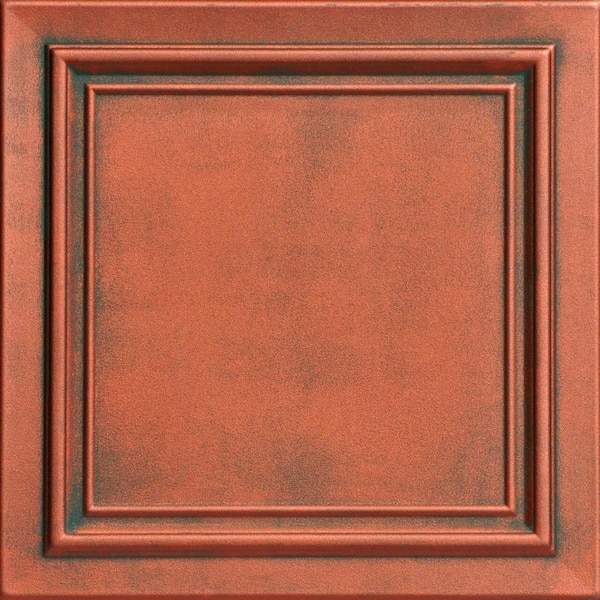 A La Maison Ceilings Line Art Copper Patina 1.6 ft. x 1.6 ft. Decorative Foam Glue Up Ceiling Tile (21.6 sq. ft./Case)