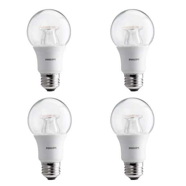 Philips 60-Watt Equivalent A19 Dimmable with Warm Glow Dimming Effect Energy Saving LED Light Bulb Soft White (2700K) (4-Pack)